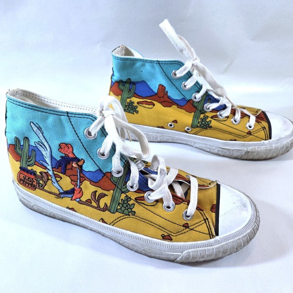 Rare Vintage 1994 Keds Looney Tunes Road Runner Hi-Tops Shoes Size 8